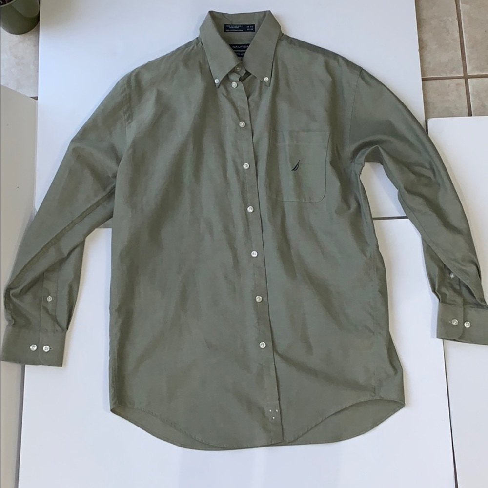 Nautica Men’s Olive Green Dress Shirt